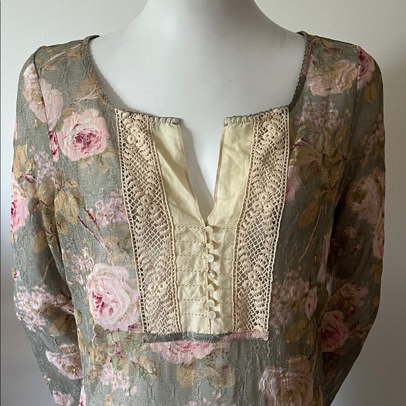 Ralph Lauren Denim & Supply Floral Sheer Long Sleeve Top with Lace Detail - Picture 4 of 13